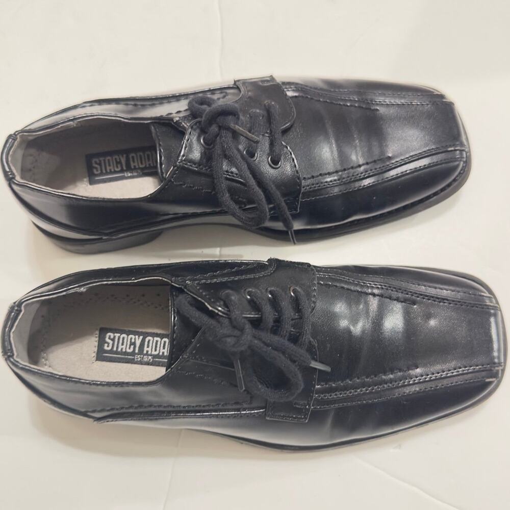 Stacy Adams Boys Black Lace Up Ankle Boots Side Zipper Size 13.5M